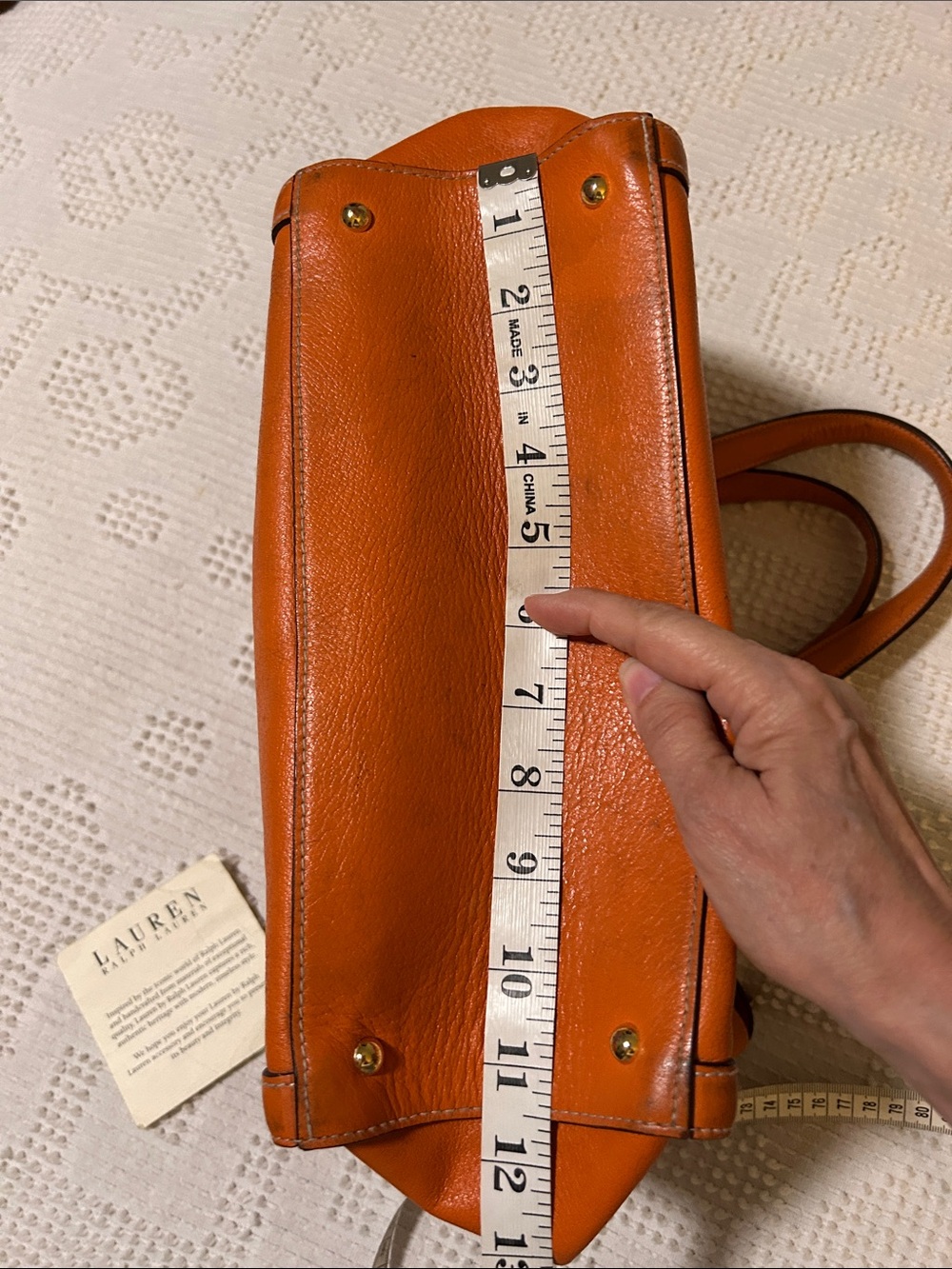 Lauren Ralph Lauren Leather Tote Bag in Terracotta Orange - Picture 14 of 14